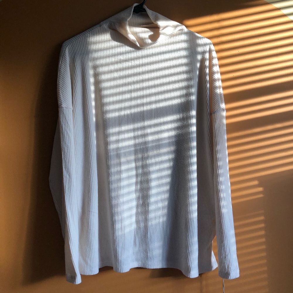 Mock ribbed cream long sleeve